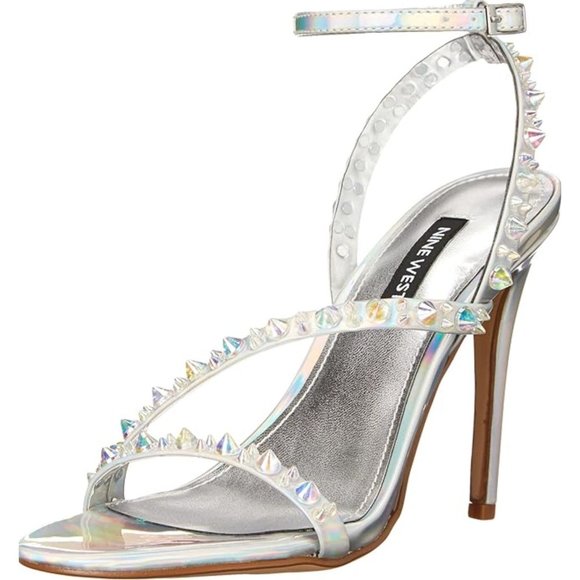 Nine West Women's Mitz3 Iridescent Studded Heeled Sandal Stilleto Size 7 NEW - Picture 1 of 7